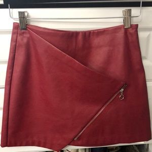 Zara Red Faux Leather Mini Skirt